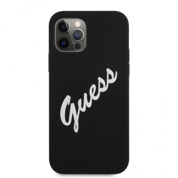 Guess iPhone 12/iPhone 12 Pro Skal Vintage Silicone Svart
