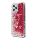 Guess iPhone 12/iPhone 12 Pro Skal Liquid Glitter Charms Raspberry