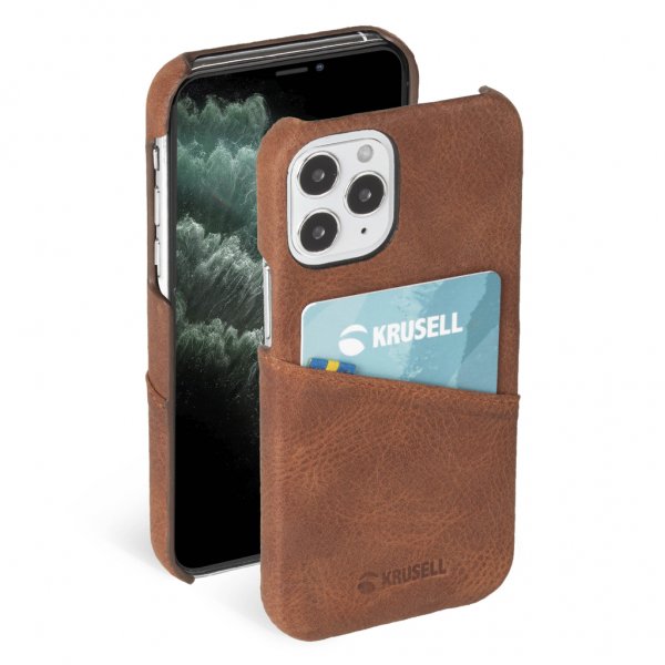 Krusell iPhone 12 Mini Skal Sunne CardCover Vintage Cognac
