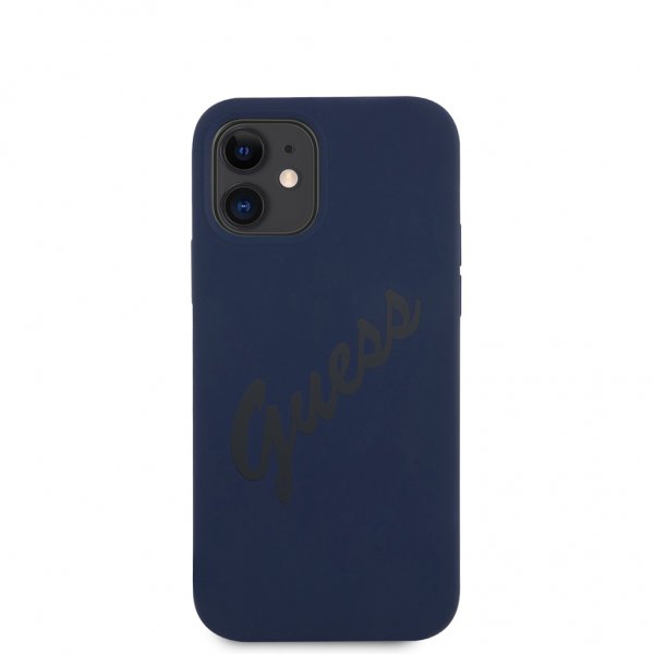 Guess iPhone 12 Mini Skal Vintage Silicone Blå