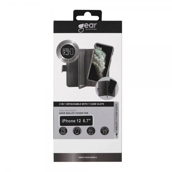 Gear iPhone 12 Pro Max Fodral 7 Kortfack Löstagbart Skal Svart