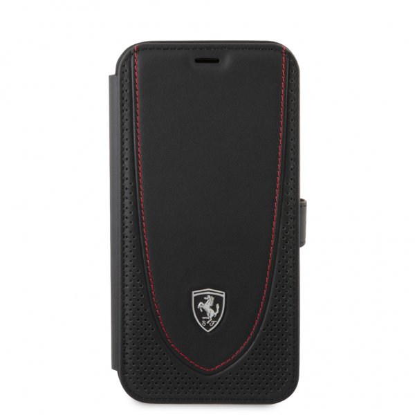 Ferrari iPhone 12 Pro Max Fodral Logo Perforerad Svart
