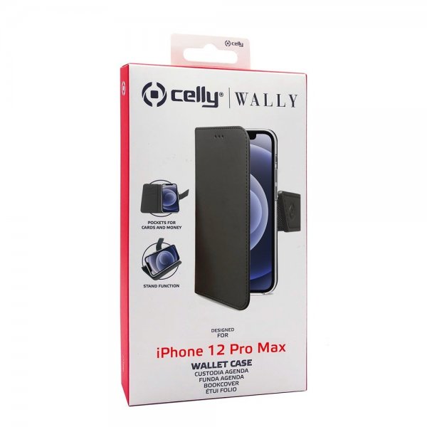 Celly iPhone 12 Pro Max Fodral Wally Wallet Case Svart