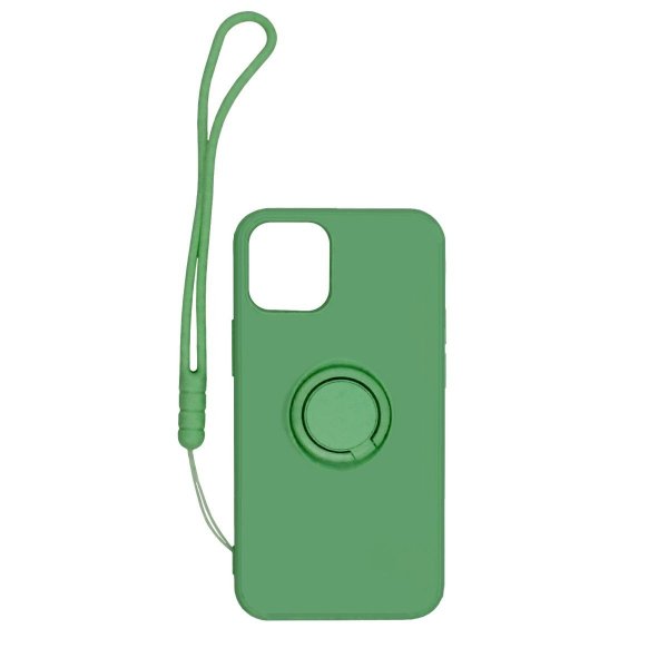 iPhone 12 Pro Max Skal Silikon med Ringhållare Grön