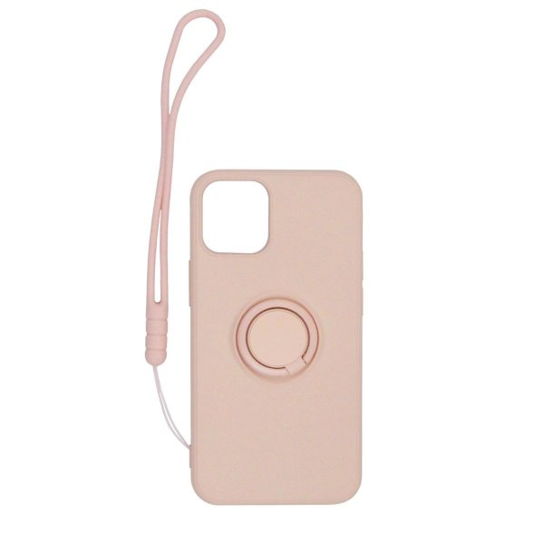 iPhone 12 Pro Max Skal Silikon med Ringhållare Rosa
