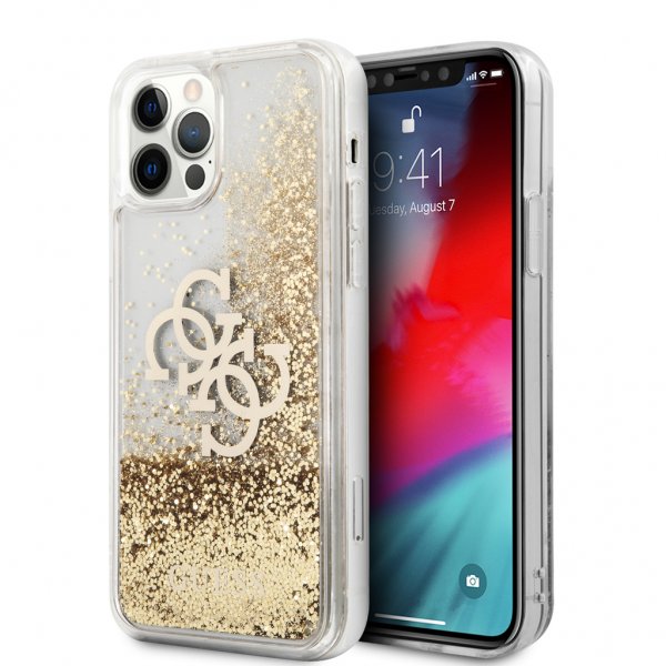 Guess iPhone 12 Pro Max Skal Liquid Glitter Guld Klar