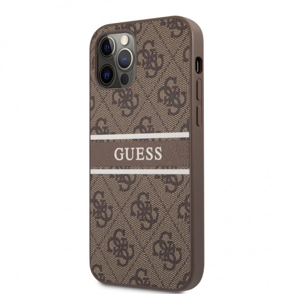 Guess iPhone 12 Pro Max Skal Printed Stripe Brun