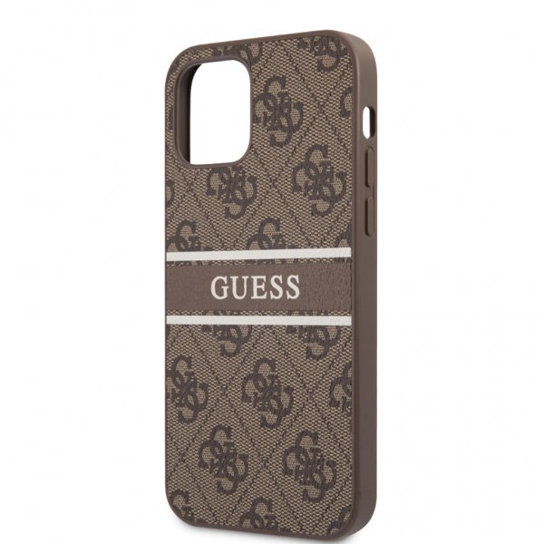 Guess iPhone 12 Pro Max Skal Printed Stripe Brun