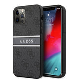 Guess iPhone 12 Pro Max Skal Printed Stripe Grå