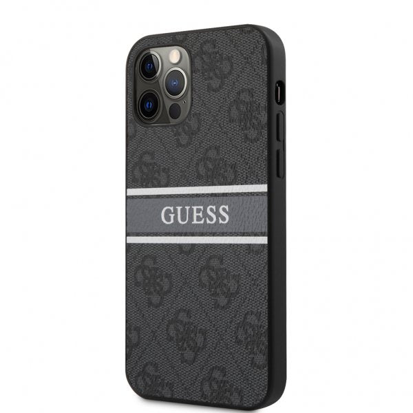 Guess iPhone 12 Pro Max Skal Printed Stripe Grå