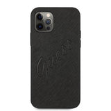Guess iPhone 12 Pro Max Skal Saffiano Vintage Script Svart