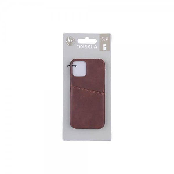 Onsala iPhone 12 Mini Skal med Kortfack Brun