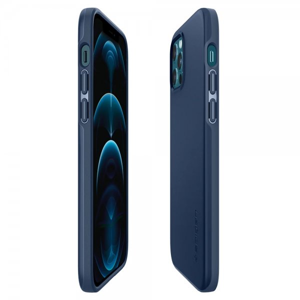 Spigen iPhone 12 Skal Thin Fit Deep Blue