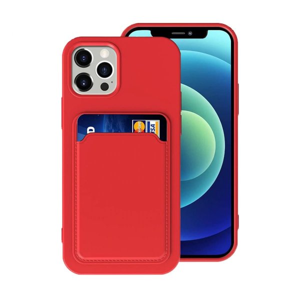iPhone 12/iPhone 12 Pro Skal Korthållare Röd