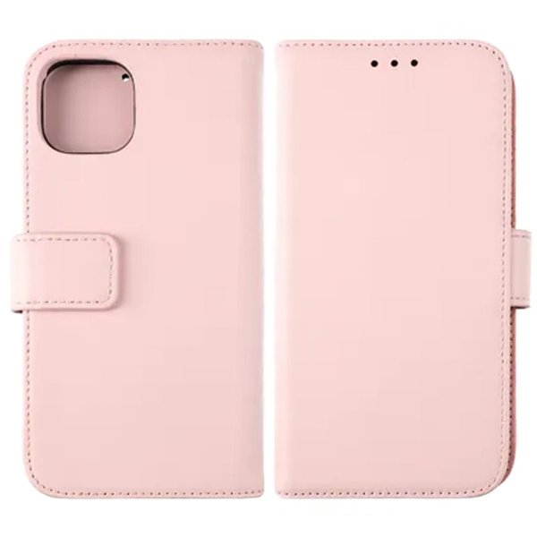 Rvelon iPhone 12/iPhone 12 Pro Fodral Äkta läder Kortfack Rosa