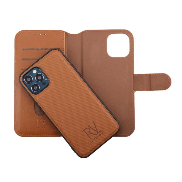 Rvelon iPhone 12/iPhone 12 Pro Fodral Magnetiskt Avtagbart Skal Brun