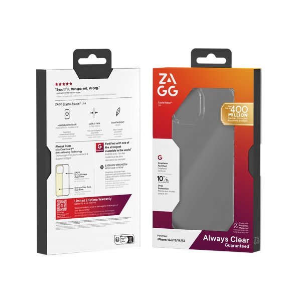 ZAGG iPhone 13/14/15/16e/17e Skal Crystal Palace Lite Transparent