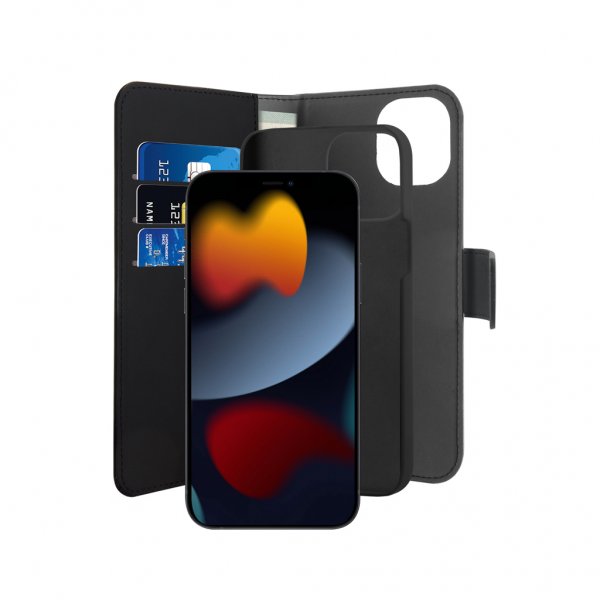 Puro iPhone 13 Fodral Wallet Detachable 2 in 1 Svart