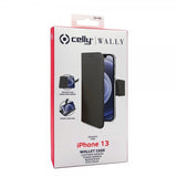 Celly iPhone 13 Fodral Wally Wallet Case Svart