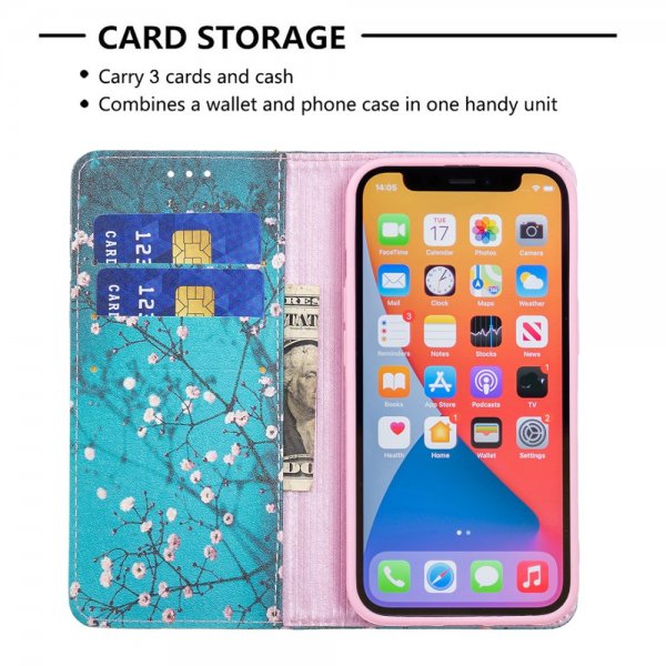 iPhone 13 Pro Fodral Flip Motiv Plommonblomster