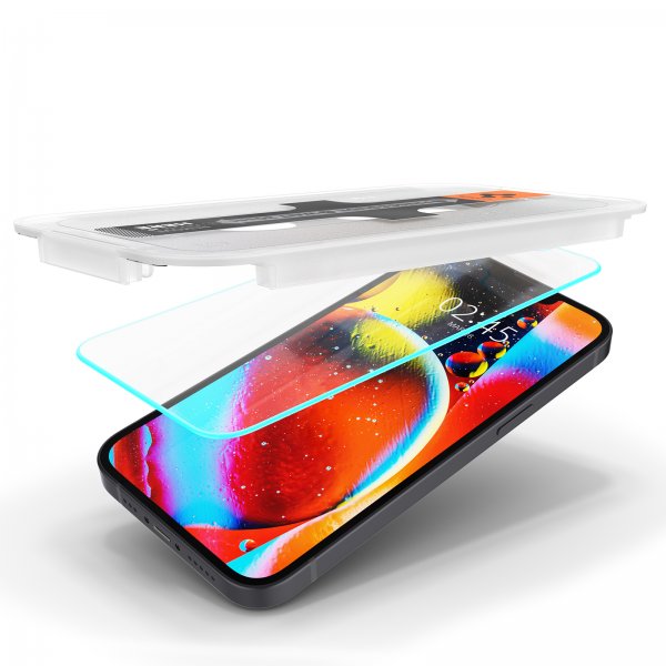 Spigen iPhone 13/13 Pro/14/16e/17e Skärmskydd GLAS.tR EZ Fit 2-pack
