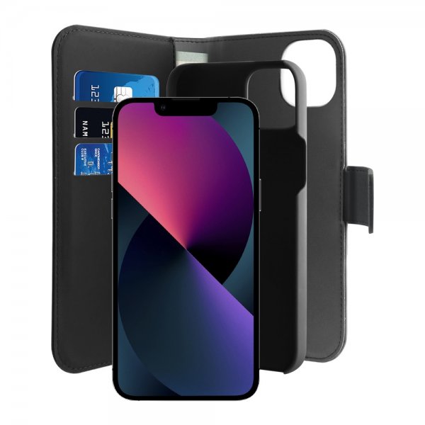 Puro iPhone 13/iPhone 14 Fodral Wallet Detachable 2 in 1 Svart