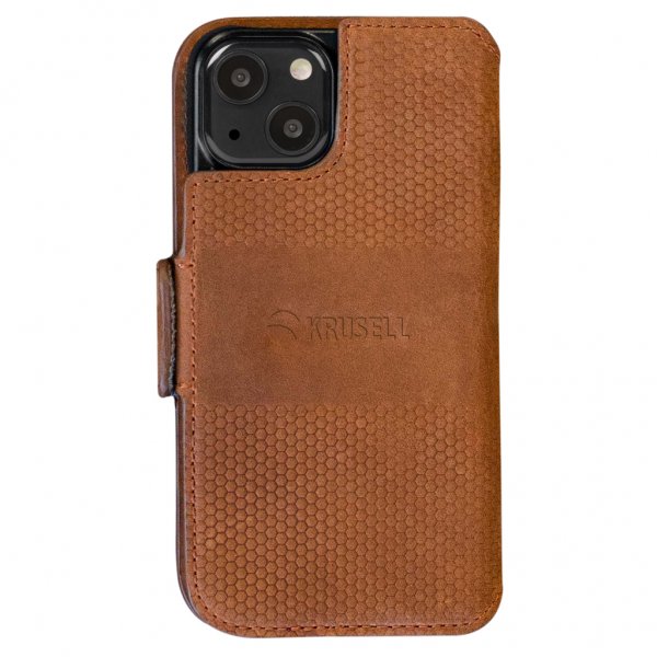 Krusell iPhone 13 Mini Fodral Leather PhoneWallet Cognac
