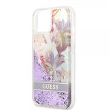 Guess iPhone 13 Mini Skal Liquid Glitter Flower Pattern Lila