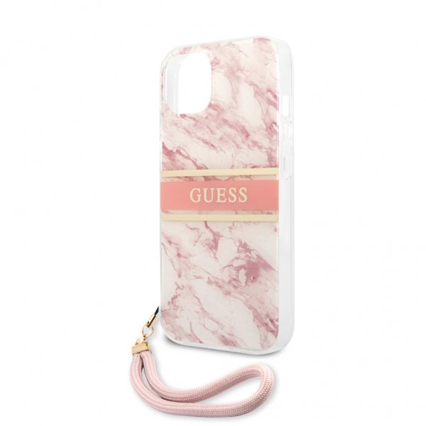 Guess iPhone 13 Mini Skal Marble Design Stripe Rosa