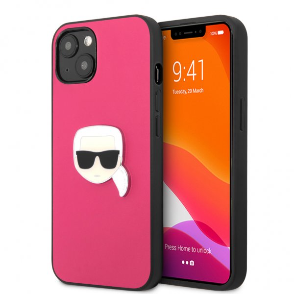 Karl Lagerfeld iPhone 13 Mini Skal Metal Logo Rosa