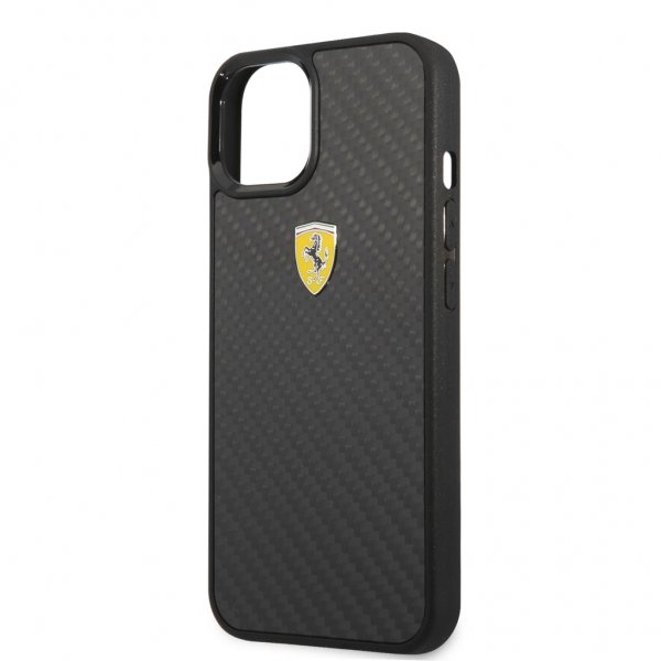 Ferrari iPhone 13 Mini Skal Real Carbon Metal Logo Svart