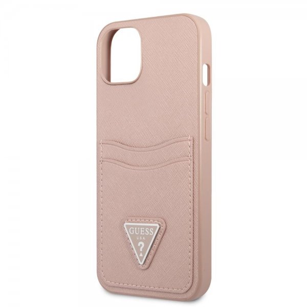 Guess iPhone 13 Mini Skal Saffiano Double Cardslot Rosa