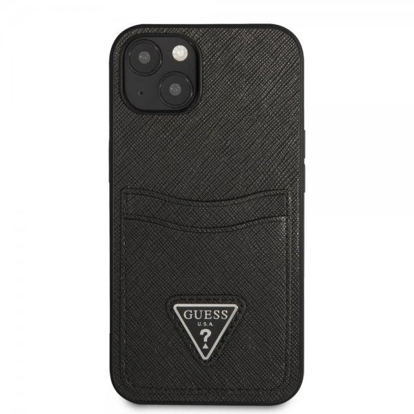 Guess iPhone 13 Mini Skal Saffiano Double Cardslot Svart