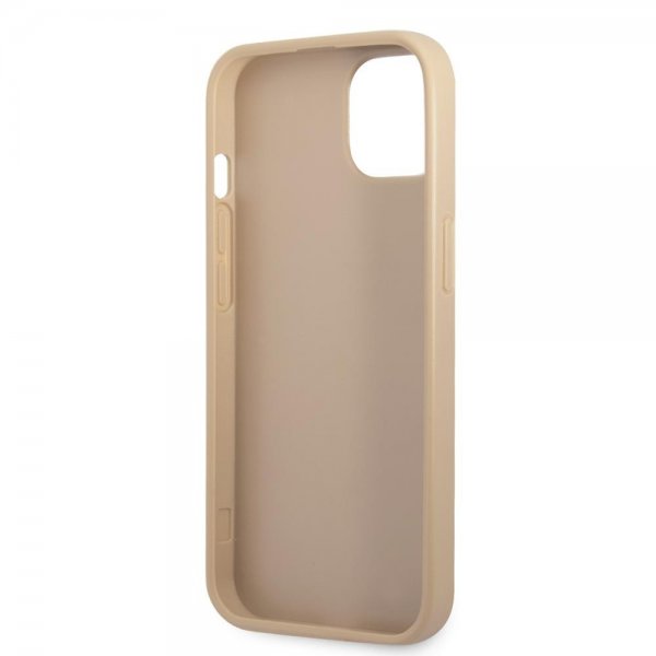 Guess iPhone 13 Mini Skal Saffiano Metal Triangle Beige