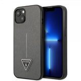 Guess iPhone 13 Mini Skal Saffiano Metal Triangle Silver