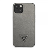 Guess iPhone 13 Mini Skal Saffiano Metal Triangle Silver