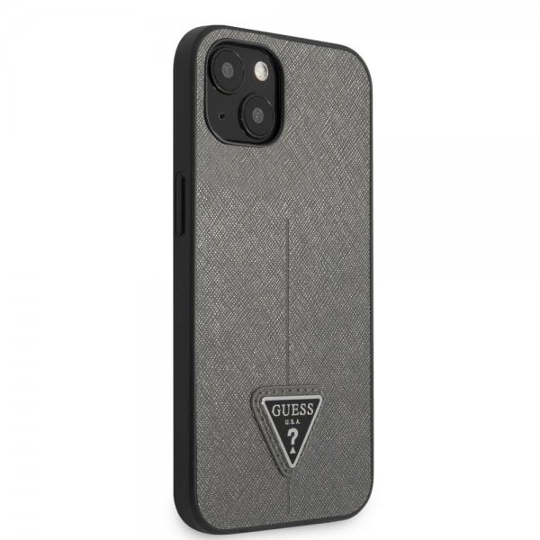 Guess iPhone 13 Mini Skal Saffiano Metal Triangle Silver