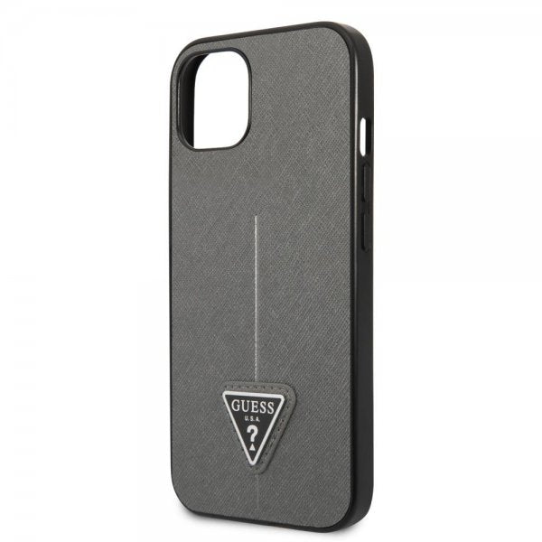 Guess iPhone 13 Mini Skal Saffiano Metal Triangle Silver