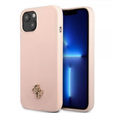 Guess iPhone 13 Mini Skal Silicone Metal Logo 4G Light Pink