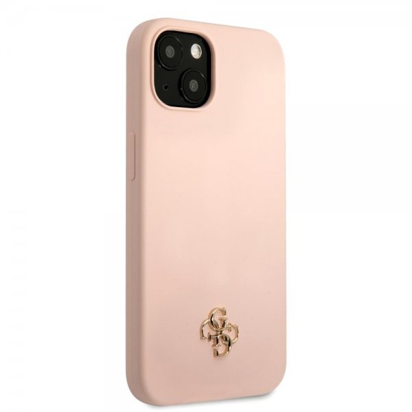 Guess iPhone 13 Mini Skal Silicone Metal Logo 4G Light Pink