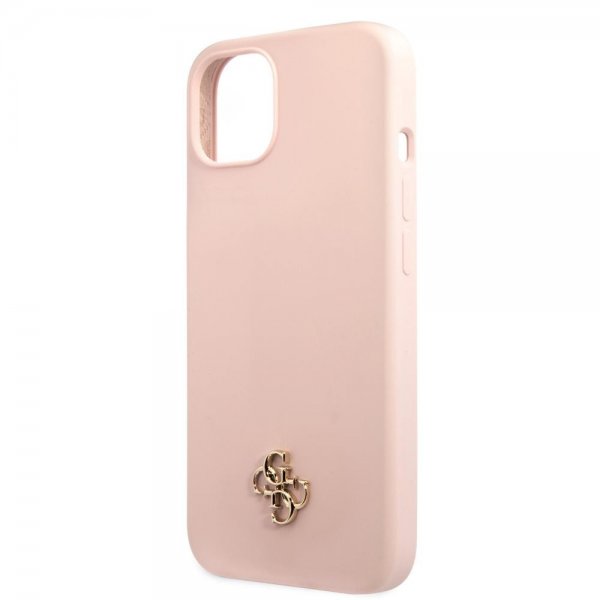 Guess iPhone 13 Mini Skal Silicone Metal Logo 4G Light Pink