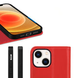 Rvelon iPhone 13 Fodral Äkta läder Kortfack Röd