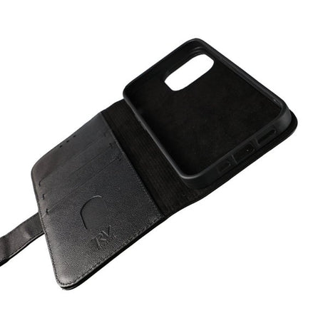 Rvelon iPhone 13 Fodral Äkta läder Kortfack Svart