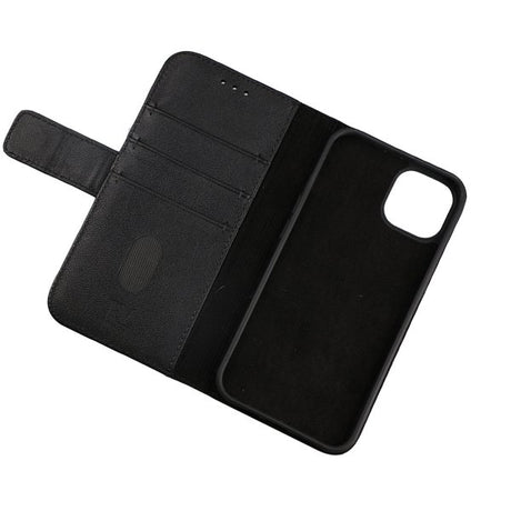 Rvelon iPhone 13 Fodral Äkta läder Kortfack Svart