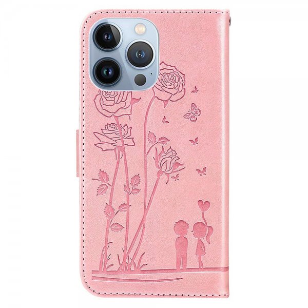 iPhone 13 Pro Fodral Blommönster Rosa
