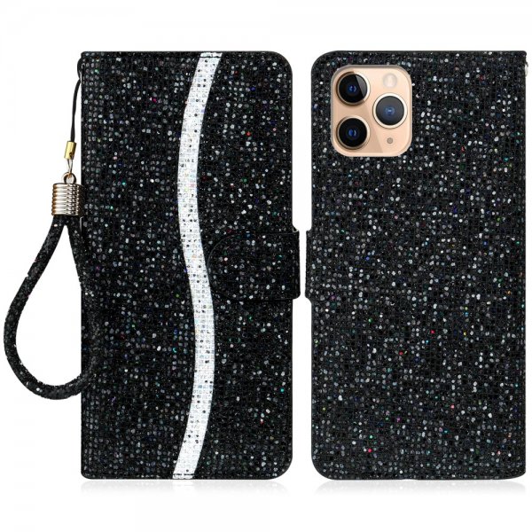 iPhone 13 Pro Fodral Glitter Stripe Svart