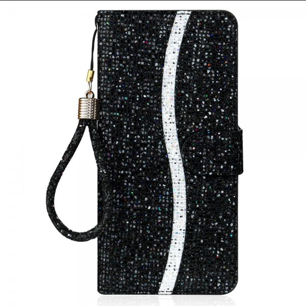 iPhone 13 Pro Fodral Glitter Stripe Svart