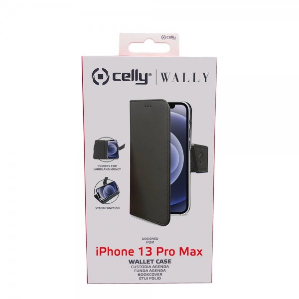Celly iPhone 13 Pro Max Fodral Wally Wallet Case Svart