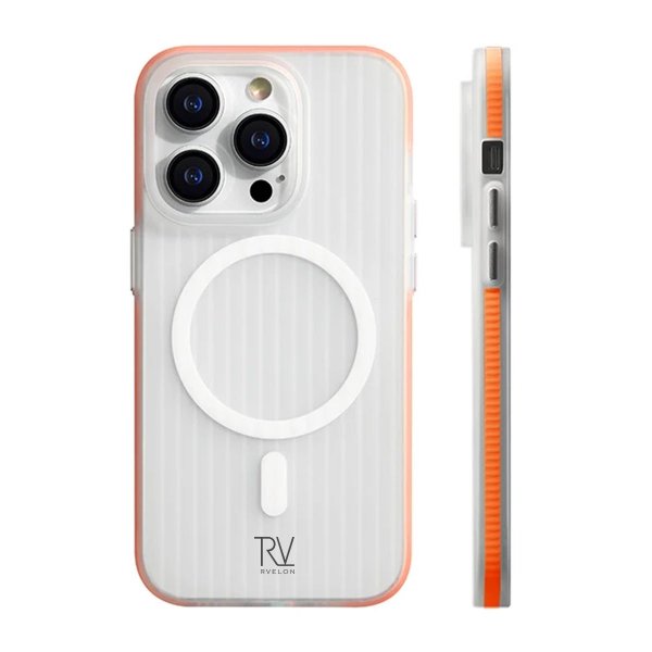 Rvelon iPhone 13 Pro Max Skal Korrugerad MagSafe Orange
