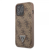 Guess iPhone 13 Pro Max Skal Double Cardslot Metal Triangle Brun